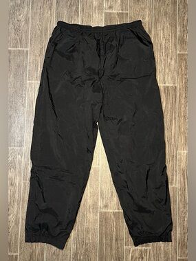 VTG Nike Track Pants Black Baggy Lined Men’s XL Nylon Ankle Zip